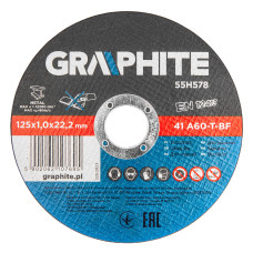 Набір відрізних дисків по металу GRAPHITE 55H578 125×1×22,2 мм, 10 шт., A60-T-BF EN12413