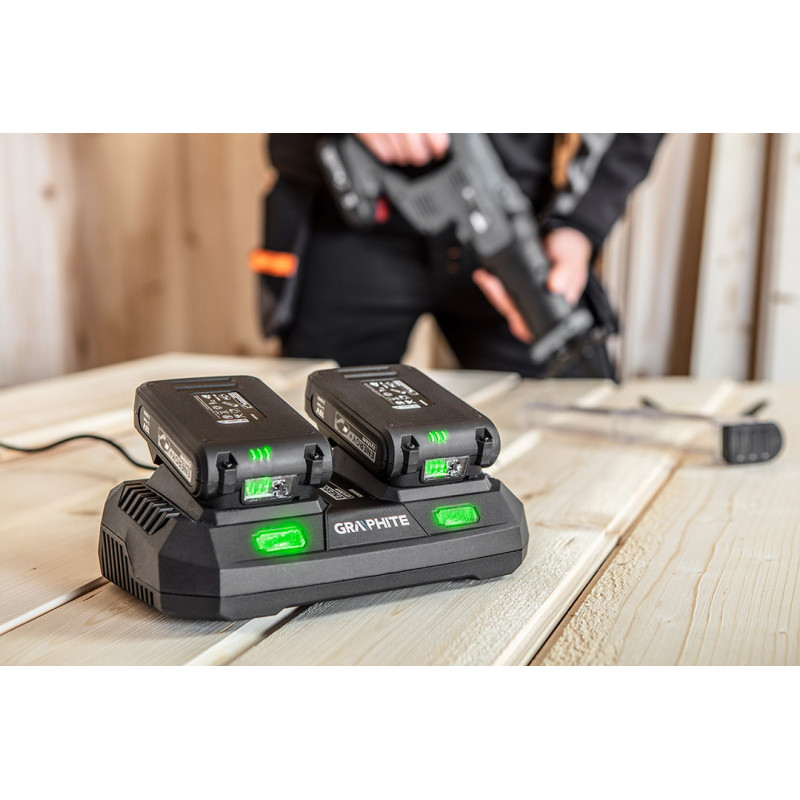 Швидкий зарядний пристрій GRAPHITE 58G092 Energy+ 18V, для двох акумуляторів