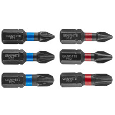 Ударні біти GRAPHITE 56H540 PH1/2/3, PZ1/2/3, 25 мм, сталь S2, набір насадок для шуруповерта