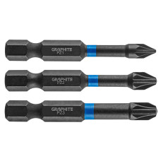 Ударні біти GRAPHITE 56H542 PZ1/PZ2/PZ3, 50 мм, сталь S2, для шуруповерта та ударної викрутки