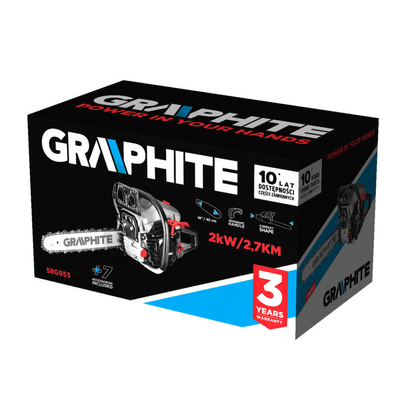 Бензопила GRAPHITE 58G940, 2,7 кВт, шина 16