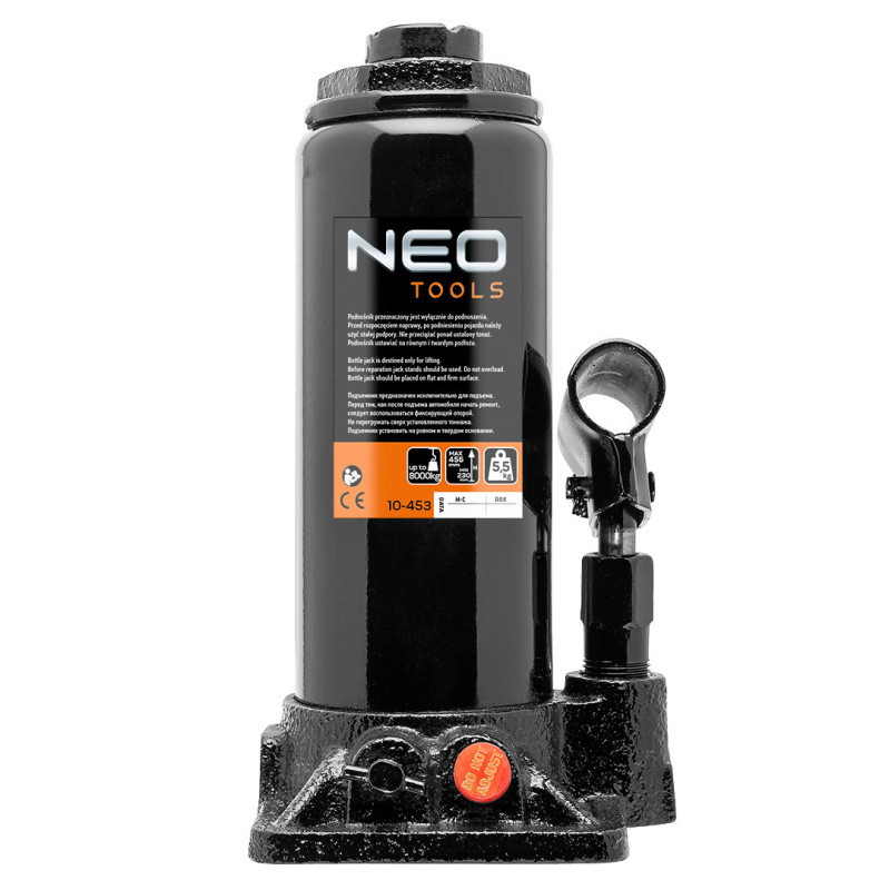 Гідравлічний домкрат бутильний NEO Tools 10-453, 8 т, 230–456 мм, стальний, CE