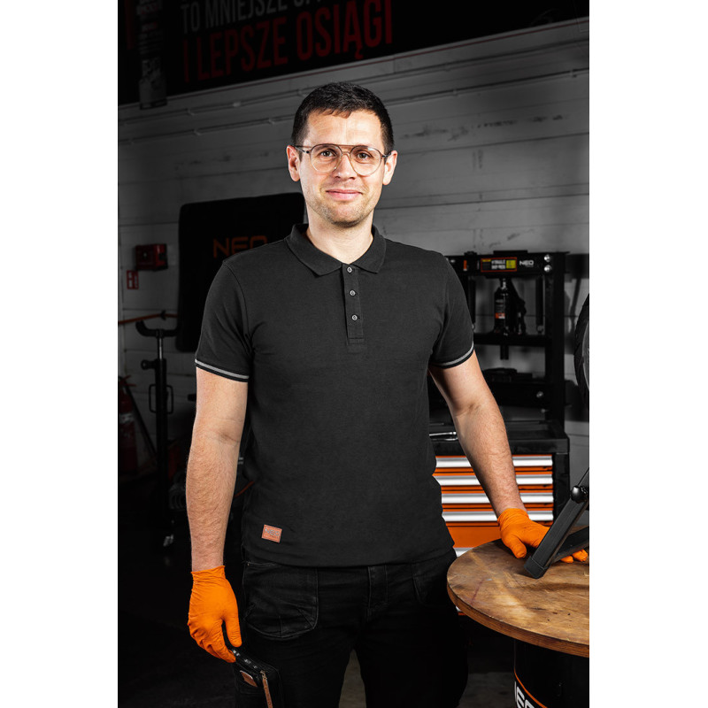Футболка-поло NEO TOOLS 81-659 DENIM BLACK, чорна, 100% бавовна, робоча