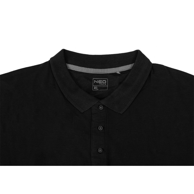 Футболка-поло NEO TOOLS 81-659 DENIM BLACK, чорна, 100% бавовна, робоча