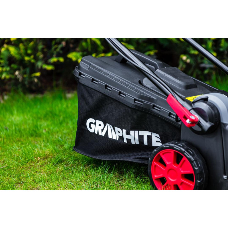 Електрична газонокосарка GRAPHITE 59G500, потужність 2000 Вт, регулювання висоти, травозбірник 45 л