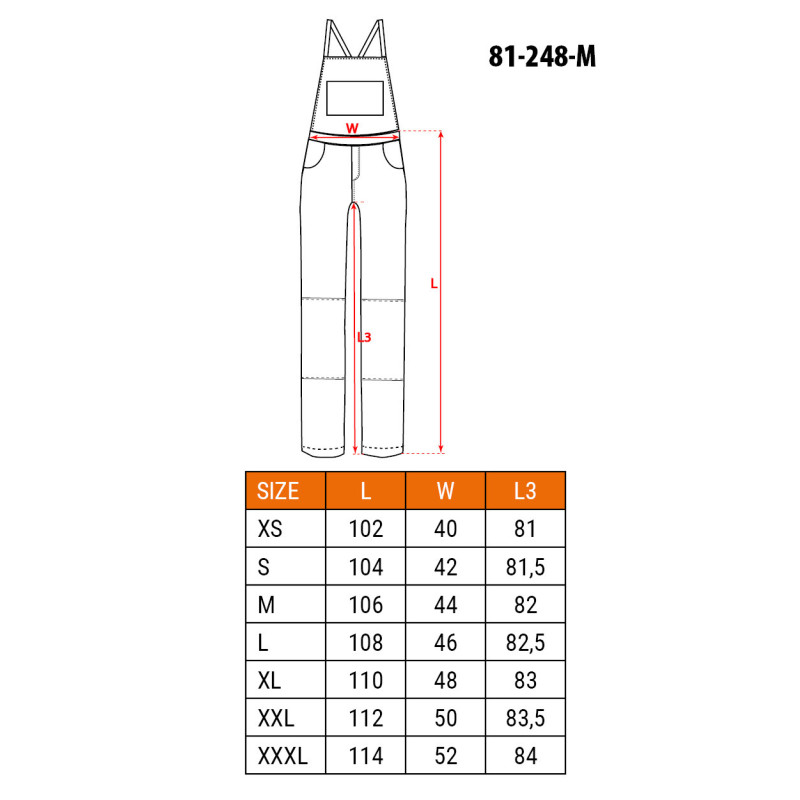 Робочий напівкомбінезон Neo Tools HD Slim 81-248 з посиленими швами та кишенями для інструментів