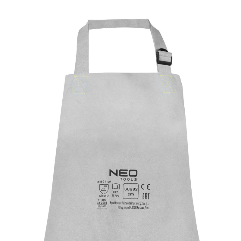Шкіряний зварювальний фартух NEO TOOLS 81-890, 60×90 см, спилок, CE, EN ISO 11611