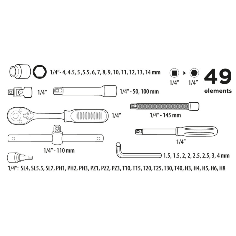 Набір інструментів Top Tools 38D570 49 шт.
