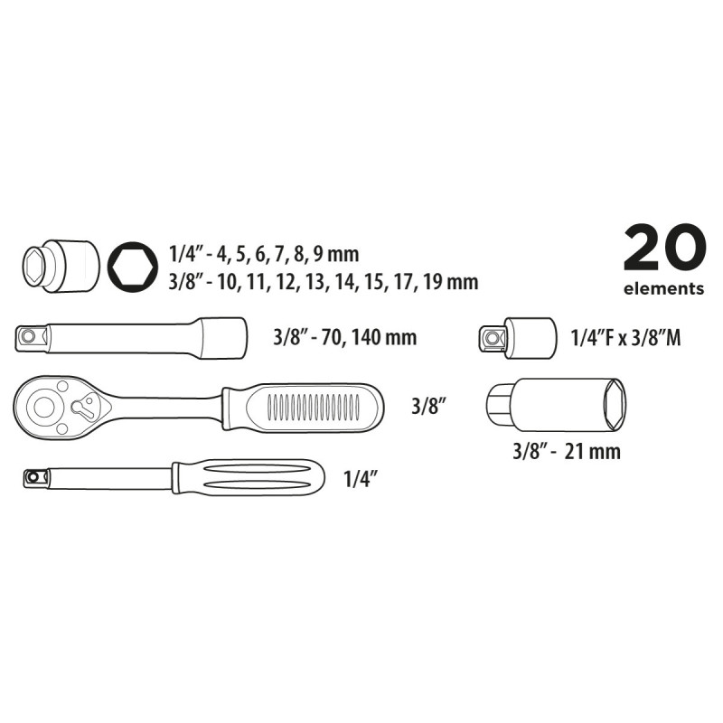 Набір інструментів Top tools 38D520 20 шт