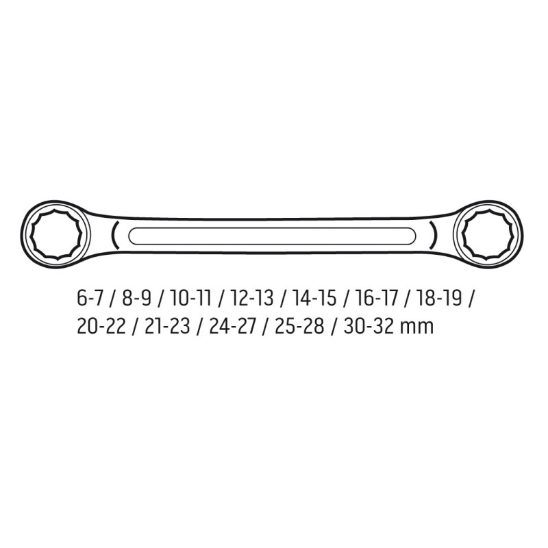 Набір накидних вигнутих ключів NEO TOOLS 09-952, сталь CrV, 6–32 мм, 45°, футляр, DIN 838