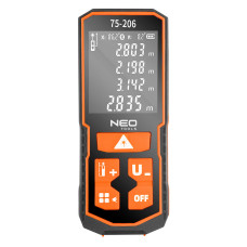 Лазерний далекомір NEO Tools 75-206, 100 м, точність ±2 мм, IP54, USB-C, професійний.