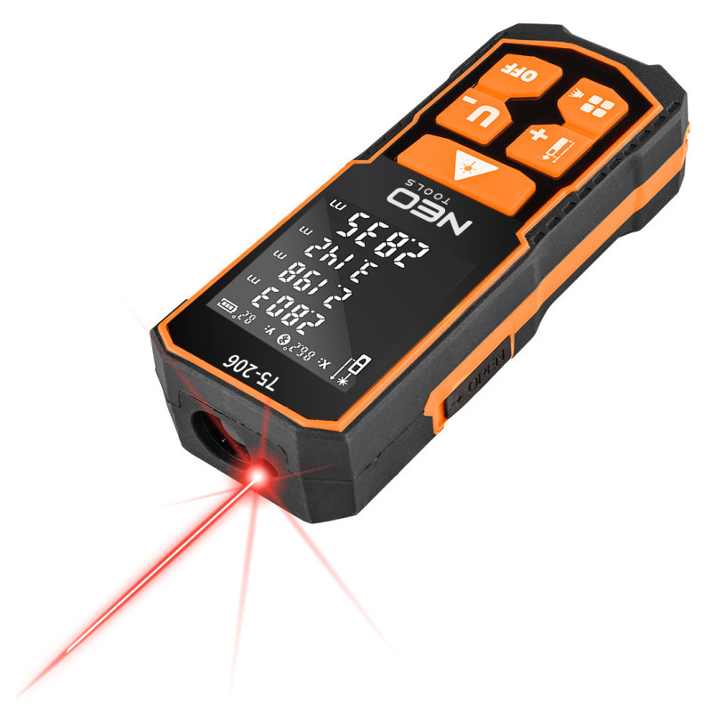 Лазерний далекомір NEO Tools 75-206, 100 м, точність ±2 мм, IP54, USB-C, професійний.