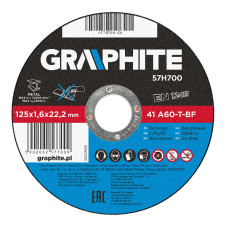 Відрізний диск по металу GRAPHITE 57H700 125×1,6×22,2 мм A60-T-BF EN12413