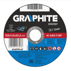 Відрізний диск по металу GRAPHITE 57H707 125×1×22,2 мм A60-T-BF професійний