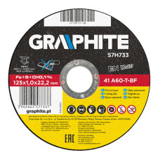 Відрізний диск по нержавіючій сталі GRAPHITE 57H733 125×1×22,2 мм A60-T-BF INOX EN12413