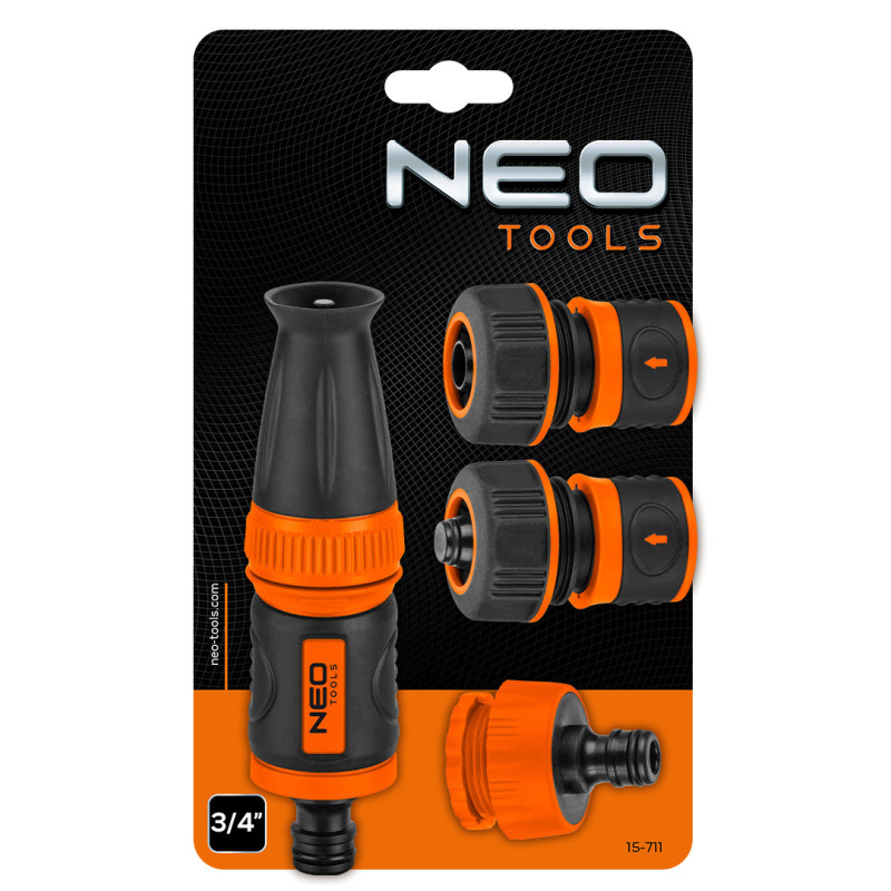 Комплект для поливу Neo Tools 15-711 з прямим дощувателем та з'єднувачами 3/4