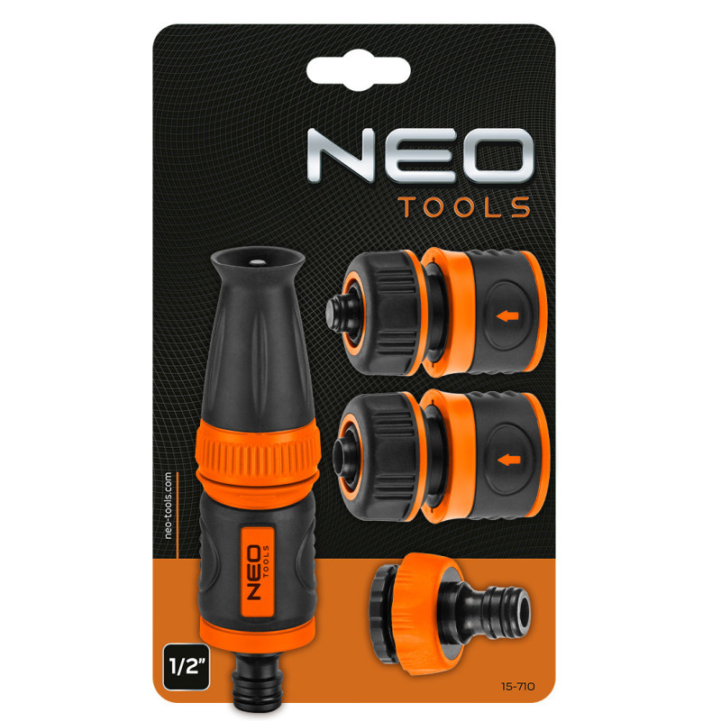 Комплект для поливу Neo Tools 15-710 з регулюванням струменя і з'єднувачами