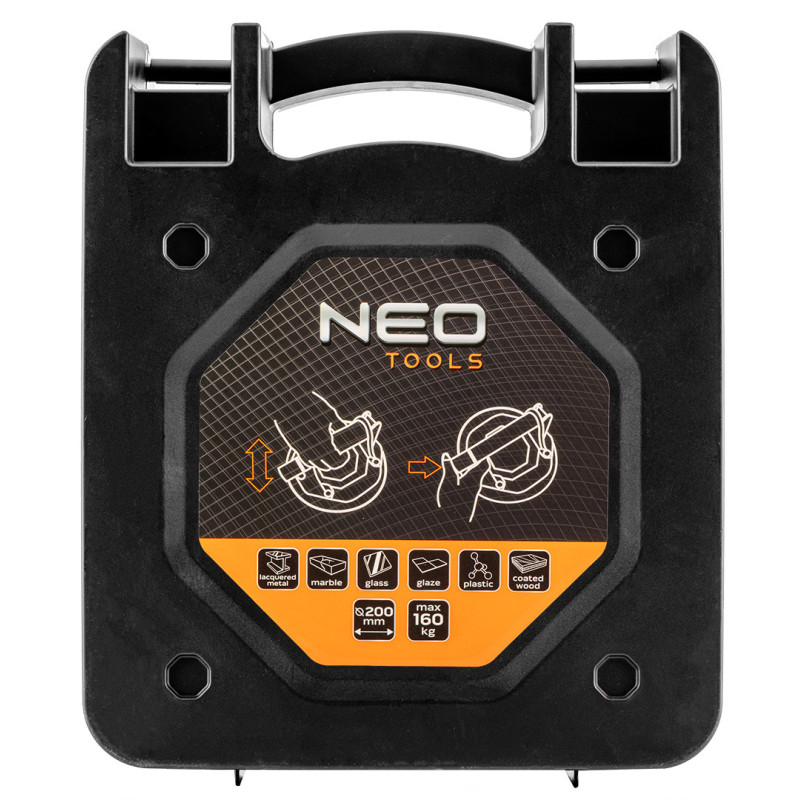 Вакуумна присоска з насосом NEO Tools 56-800 для плитки та скла, 160 кг, у кейсі