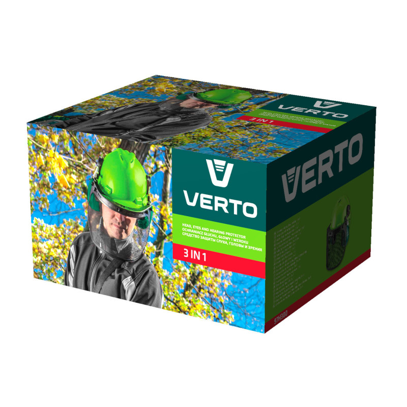 Захисний щиток VERTO 97H300 – 3 в 1, захист обличчя, слуху та зору