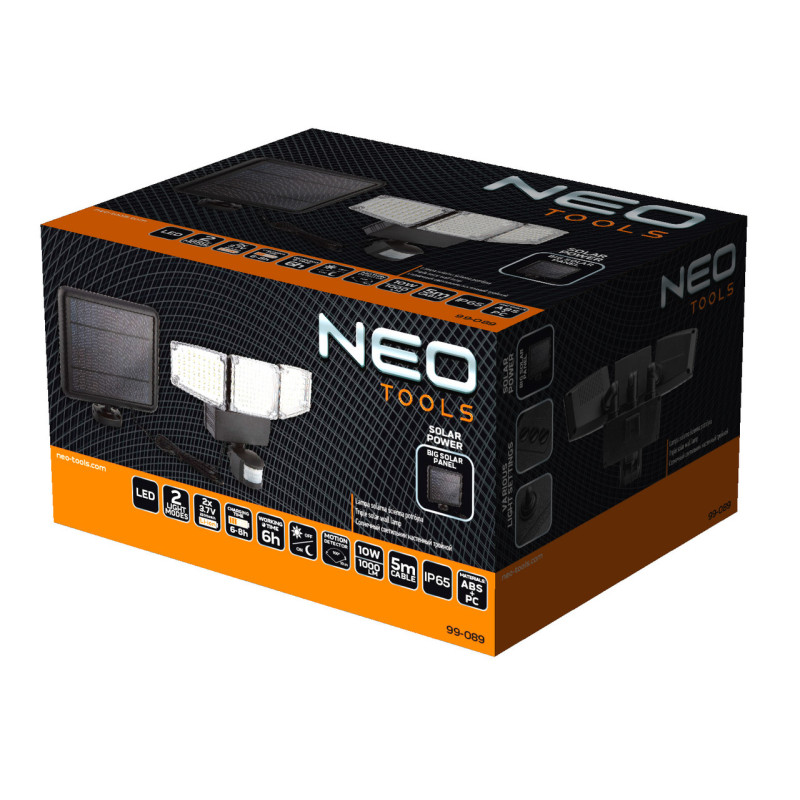 Трійний сонячний світлодіодний світильник NEO 99-089, 1000 лм, датчик руху та сутінок