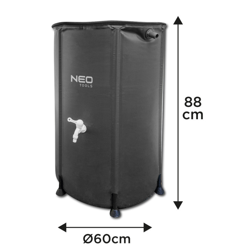 Складний контейнер для води Neo Tools 15-951, 250 л, ПВХ, з краном і клапаном