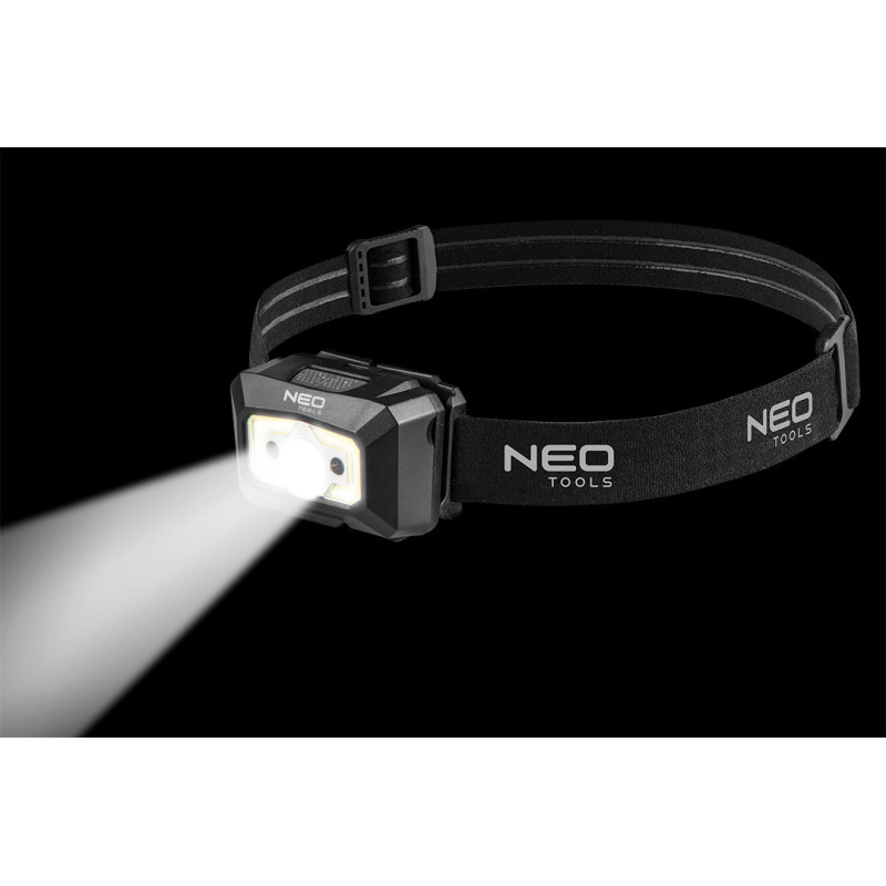 Налобний ліхтар Neo Tools 99-073, COB LED, 250 лм, з датчиком руху, червоний світ