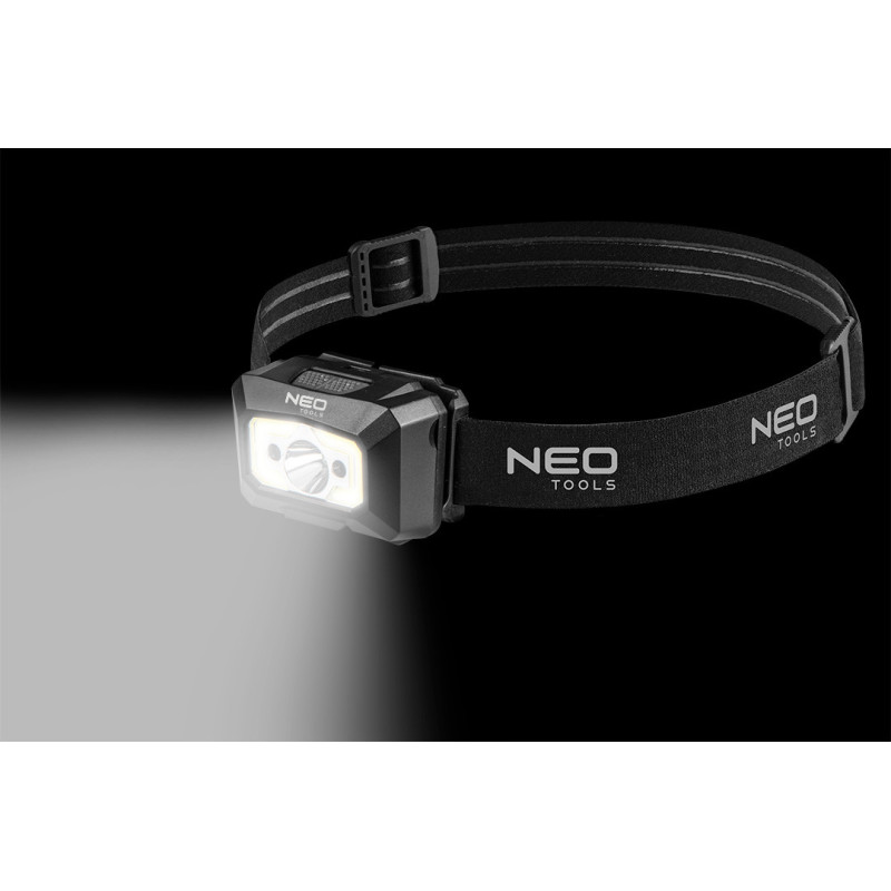 Налобний ліхтар Neo Tools 99-073, COB LED, 250 лм, з датчиком руху, червоний світ