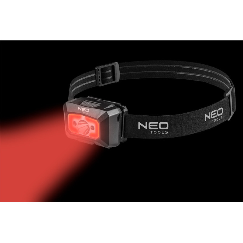 Налобний ліхтар Neo Tools 99-073, COB LED, 250 лм, з датчиком руху, червоний світ
