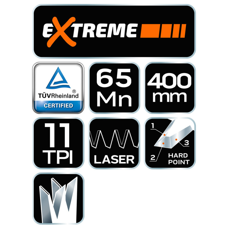 Ножівка Neo Tools 41-161, 400 мм, зубці 11 TPI, загартована сталь.