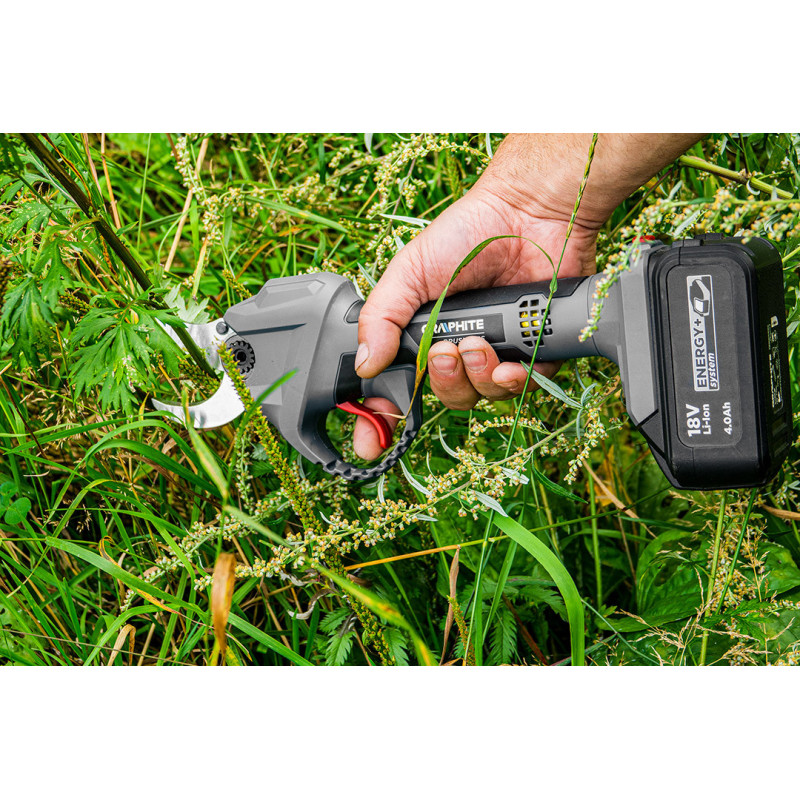 Акумуляторний секатор GRAPHITE 58G029, 18 В Li-Ion Energy+, безщітковий двигун, 30 мм різ (без акумулятора)