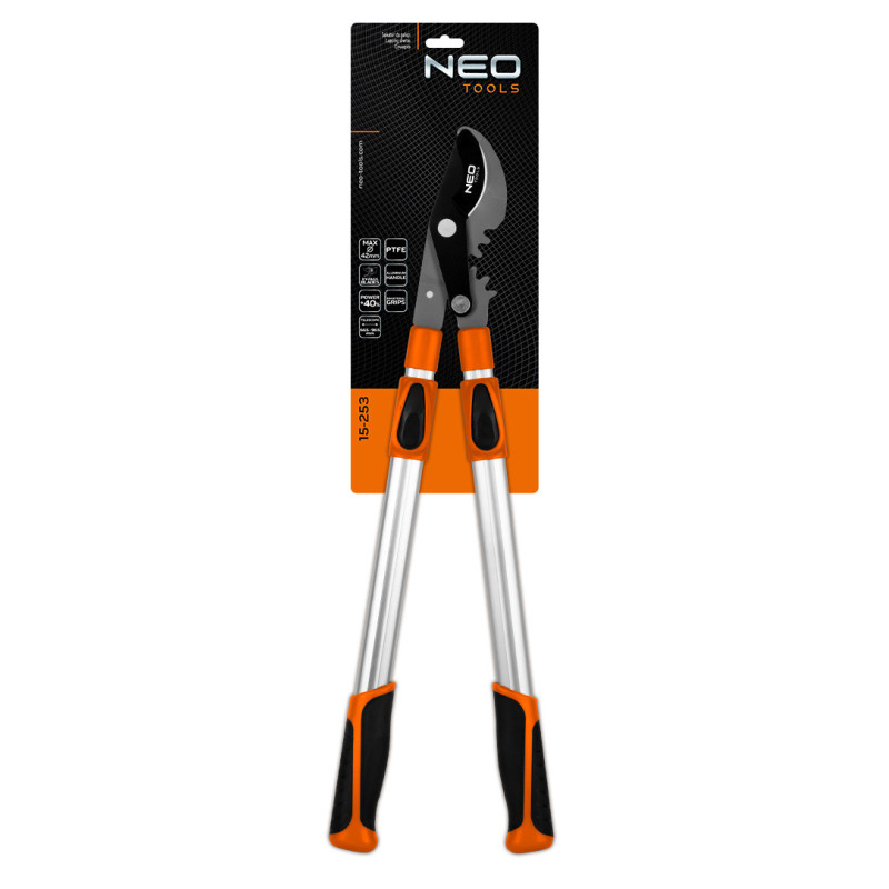 Гілкоріз обхідний NEO TOOLS 665 мм — обрізка гілок до 42 мм з телескопічними ручками