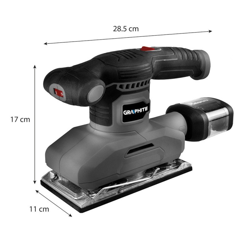 Шліфмашина вібраційна GRAPHITE 59G326, 260 Вт, 90x187 мм, пиловидалення