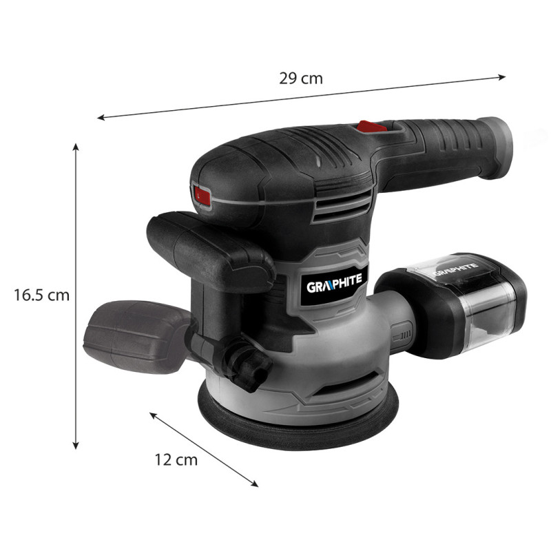 Шліфувальна машина ексцентрикова GRAPHITE 59G349, 450 Вт, 125/150 мм, з кейсом