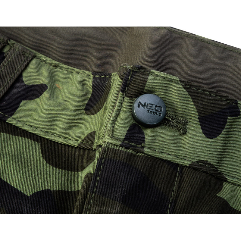 Робочі шорти камуфляжні NEO 81-271, Camo, з еластичним поясом і кишенями