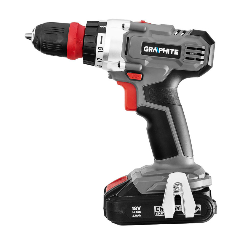 Акумуляторний дриль-шуруповерт GRAPHITE 58G022 18В, Li-Ion, 44 Нм, 2 швидкості (без акумулятора та зарядного пристрою)