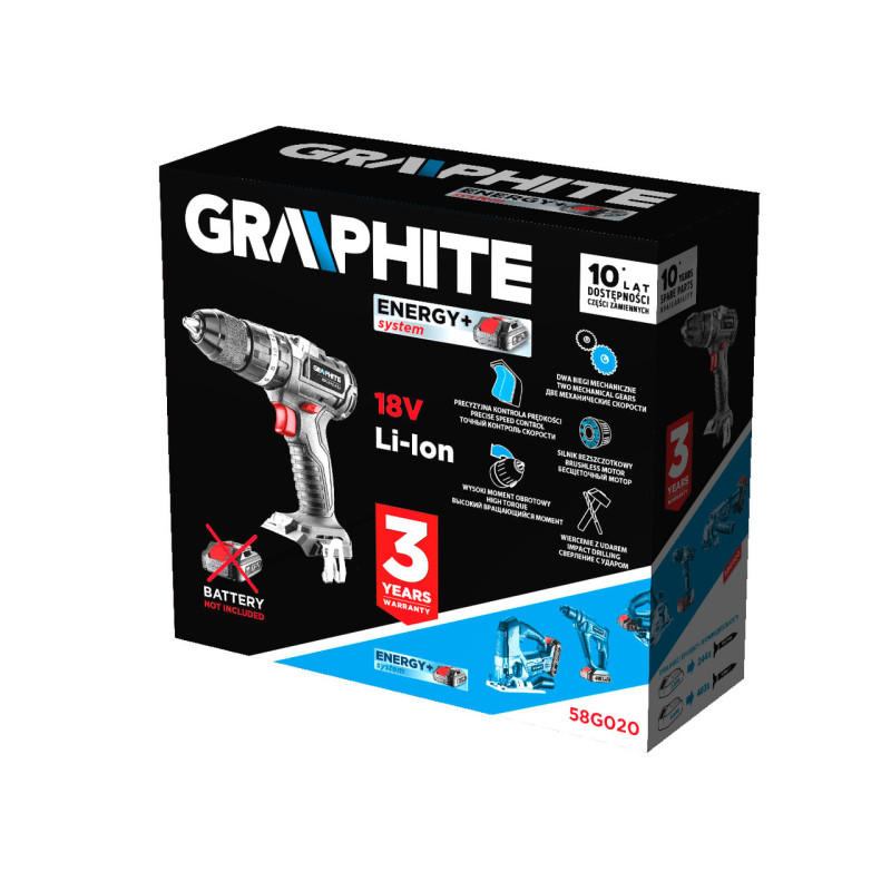 Акумуляторний дриль-шуруповерт GRAPHITE 58G026 18 В, безщітковий, без АКБ та ЗП