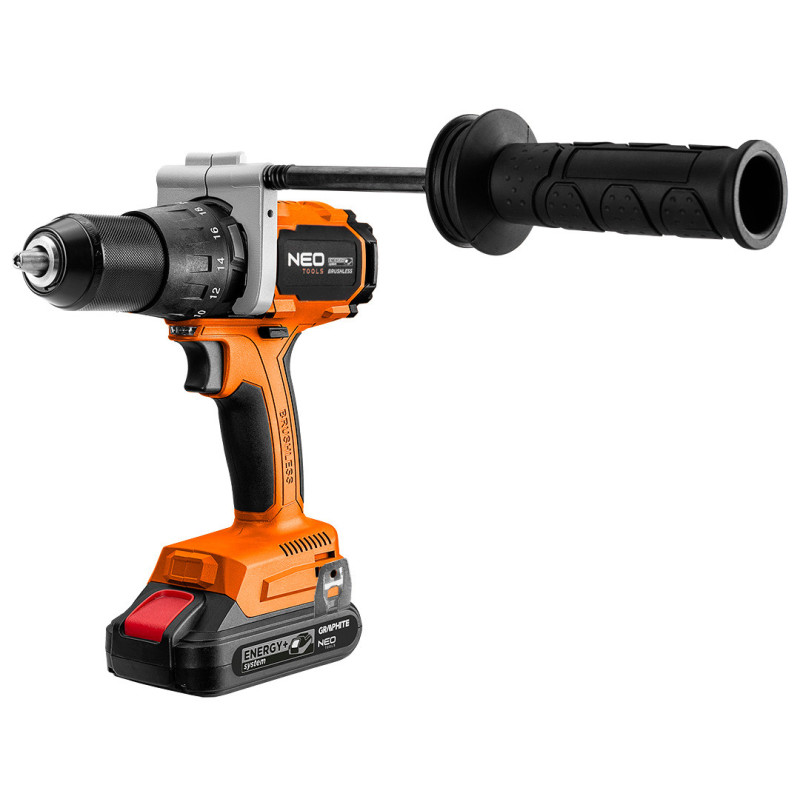Дриль-шуруповерт NEO TOOLS 04-616, 100 Нм, Energy+, без АКБ, з ударом