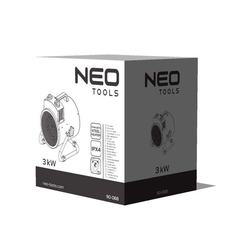 Обігрівач електричний NEO Tools 90-068, 3 кВт, захист від перегріву, портативний