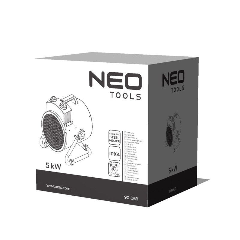Електричний обігрівач трифазний NEO TOOLS 90-069, 5 кВт, 380 В, переносний тепловентилятор