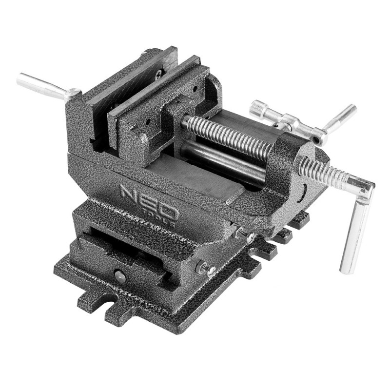 Двохосьові станочні лещата NEO 35-035, 100 мм, з наковальнею, регульовані по горизонталі та вертикалі