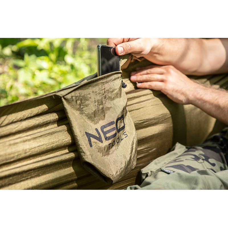 Гамак Neo Tools 63-124, 330x140 см, нейлон, до 200 кг, зелений.