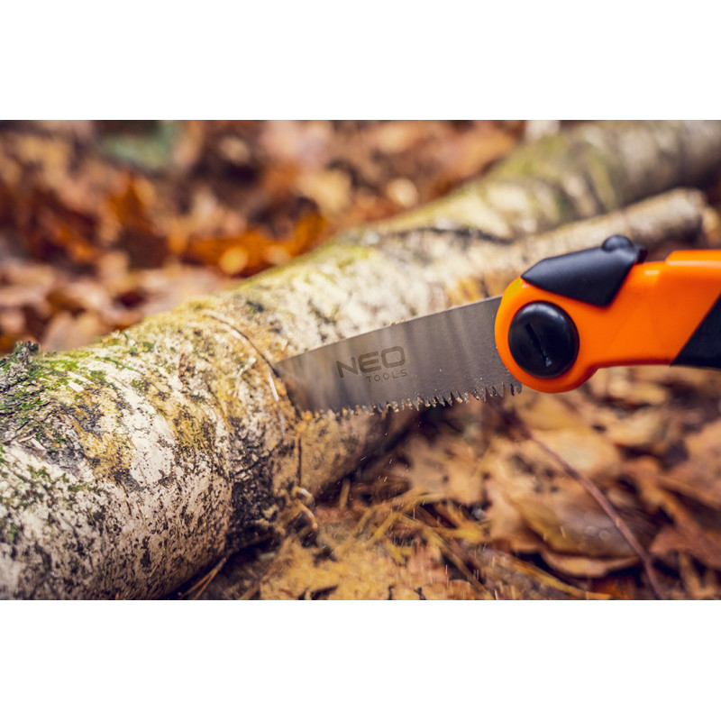 Ручна пилка NEO Bushcraft 63-120, складне лезо 21 см, сталь SK4, для туризму та саду